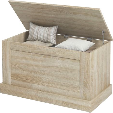 Baule contenitore panca ingresso 80 x 40 x 45 cm cerniera di sicurezza moderno in truciolato legno naturale 210002947