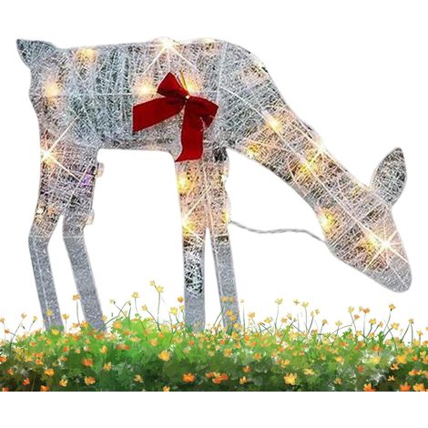 Cerf de Noël lumineux - Décoration de vacances en forme d'élan avec nœud de (1/5)