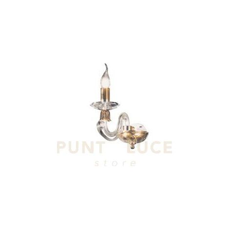 APPLIQUE 1306 1 LUCE TRASPARENTE E ORO ATTACCO E14 H.20CM