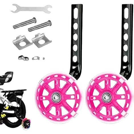 Kit d'équilibre lumineux pour vélo enfant 12-20 pouces - Roues stabilisatrices silencieuses avec LED, hauteur réglable, sans piles nécessaire (1/2)