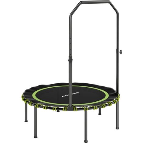 40-Inch Foldable Fitness Trampoline with Handle for Indoor Rebounding Workouts - Green