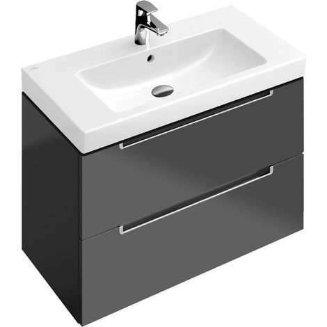 Villeroy & Boch Meuble-lavabo XL Subway 2.0 A696, Coloris: Gris brillant, Poignée : argent mat - A69600FP (1/2)
