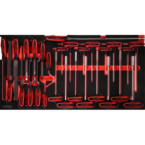 KS-Tools 813.0028 T-Griff-Winkelstiftschlüssel- / und Feilen-Satz in Schaumstoffeinlage, 28-tlg (1/3)