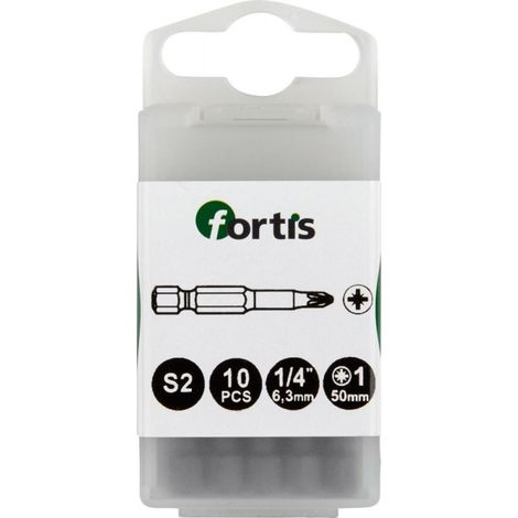 Conector Bit 1/4 DIN3126 E63 PZ 2x50mm a10 unidades FORTIS