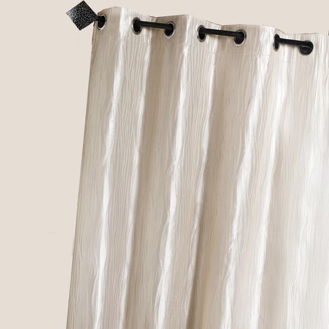 Rideau en taffetas froissé à œillets Beige 135x260 cm