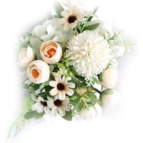 Boule de Fleurs Artificielles en Soie - Détails Réalistes et Durables - Bouquet Champagne pour Décoration et Photographie (1/5)