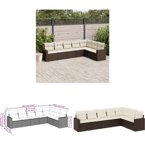 7-tlg. Garten-Sofagarnitur mit Kissen Braun Poly Rattan - Gartensofas - Outdoor Möbel - Gartenmöbelset - Lounge Set - Rattan Sofa - Home & Living