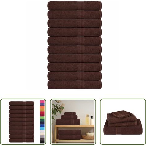 vidaXL Baumwolltuch - Saunatücher FROGN 10 Stk. Braun 80x200 cm 360 g/m² (1/5)
