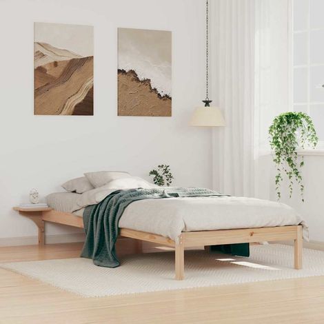 Bettgestell mit Nachttischen Natur 90 x 210 cm