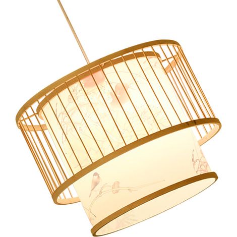 Suspension cage à oiseaux en bambou tressé fait main lampe pendante LED pour restaurant hot pot 111V240V (1/5)