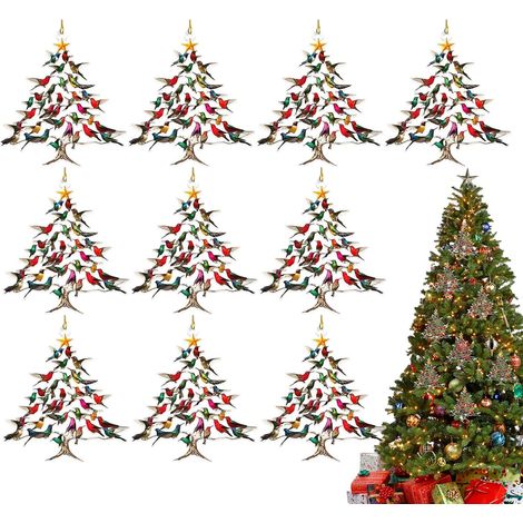 Ornements Colibri Extérieur 10 Pièces Décoration de Noël Suspendue pour Décorations Suspendues en Acrylique 2D Colibris Colorés Empilables pour Porche Terrasse Table Fête Décoration Festive (1/5)