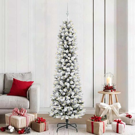 Künstlicher Weihnachtsbaum mit 300 LEDs mit Ständer Weiß 210 cm