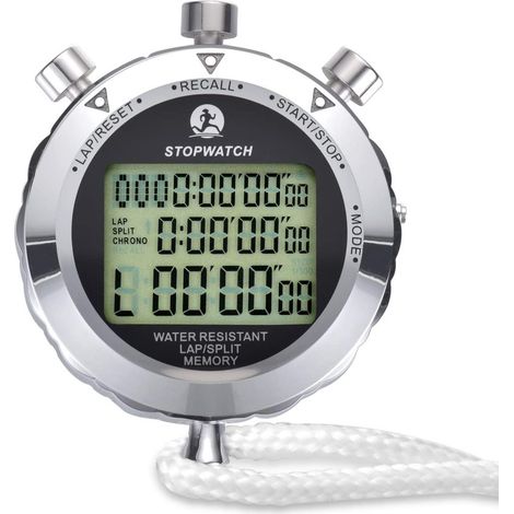 Chronomètre, lot de 100, mémoire, écran LCD, chronographe numérique électronique en métal pour basketball, football, baseball, arbitres et entraîneurs sportifs (1/5)