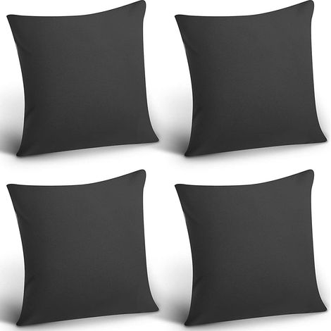 Lot de 4 housses de coussin décoratives imperméables d'extérieur, carrées, pour terrasse, balcon, jardin, revêtement PU pour canapé, lit (1/5)