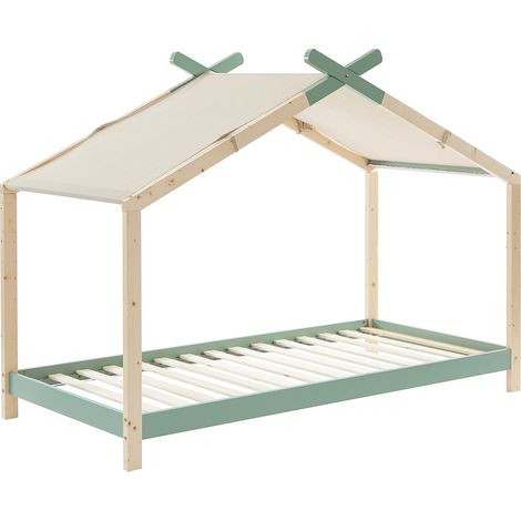 Lit cabane 90x190 en pin massif vert avec sommier - Charly (1/5)