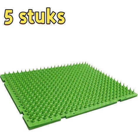 Set of 5 anti-cat mats with raised spikes, 42 x 33.8 cm, to prevent cats from climbing on furniture, green (1/5)