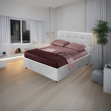 Letto una piazza e mezza con contenitore Ascoli 142x210x124H tessuto Enjoy colore grigio