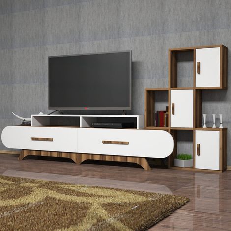 TV-Möbelset Flora S Walnussweiß Melamin 205x50x36,8 cm (1/5)
