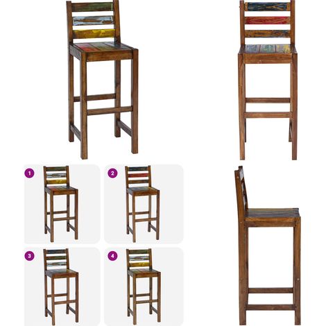 Tabourets de bar lot de 2 bois massif de récupération - Chaises De Bar - Tabourets De Bar - Meubles Vintage - Mobilier Design - Cuisine - Home & Living (1/5)