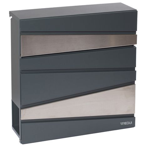 ARREGUI Armor E6905 Buzón Individual de Correo de Acero y Acero Inoxidable con Portaperiódicos, Tamaño M (DIN A4), Buzón de Correo Moderno, Tapa Protectora y Soporte para Periódicos, Antracita e Inox (1/5)