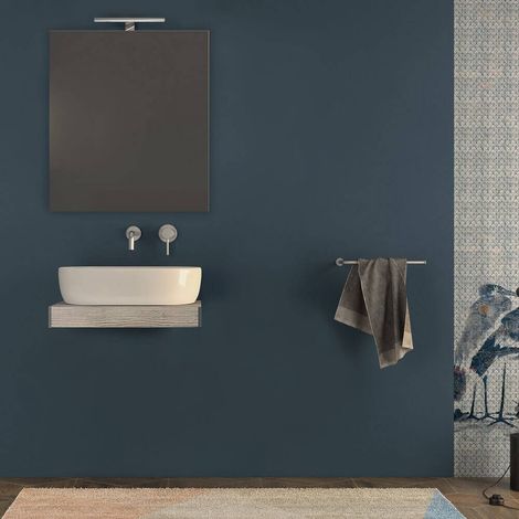 Mensolone da bagno 60 cm rovere sbiancato con cassettone da 50 cm (1/5)