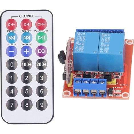 Module relais de commande à distance infrarouge à 2 canaux, bidirectionnel, déclenchement haut/bas, tension de fonctionnement CC 12 V. (1/5)