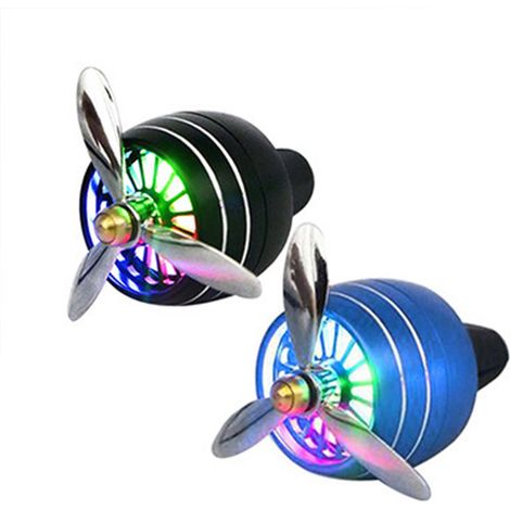Auto-Lufterfrischer-Belüftungsclip, LED-Ventilator, Duftdiffusor, Auto-Parfümdekoration, Auto-Aromatherapie-Zubehör (SCHWARZ und BLAU) (1/5)
