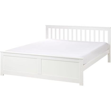 Bett mit Lattenrost Kiefernholz OLENDON 160 x 200 cm Weiß