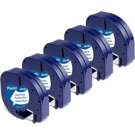 Lot de 5 bandes d'étiquettes, compatibles Dymo, 12 mm x 4 m, en plastique (1/5)
