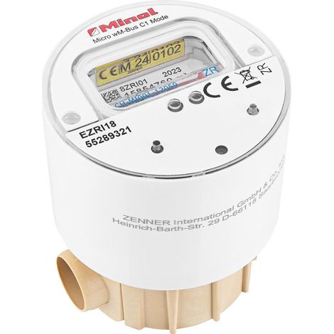 Compteur d'eau à capsule Zenner micro M58 x 1,5 V2 90°C 2,5 R40V 325 RK MM, wireless M-Bus
