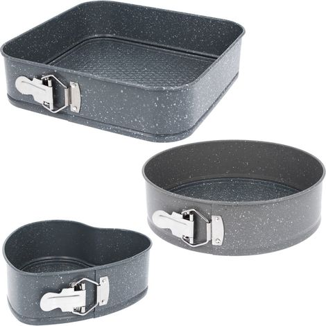 3 x Kuchenform-Backblech-Set, herzförmig, grau