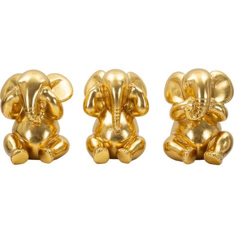 Sculture decorative in resina oro, set da 3, Ø15,5x20,5 cm – Elefanti non vedo, non sento, non parlo (1/5)