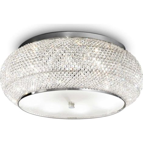 Ideal Lux Pasha' - 10 Light Ceiling Flush Light Chrom, Kristall, E14 (1/2)