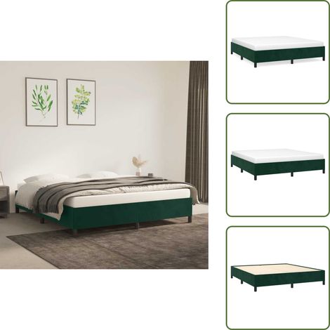Bettgestell ohne Matratze Dunkelgrün 180x200 cm Samt - Samtbettwäsche - Doppelbett - Boxspringbett - Lattenrost - Bettrahmen (1/5)