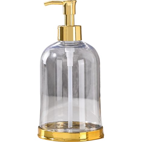 Dispensador de gel desinfectante para manos, botella de plástico recargable con dosificador, envase de superficie lisa de 450 ml, apto para baños, encimeras de cocina y fregaderos - transparente. (1/5)