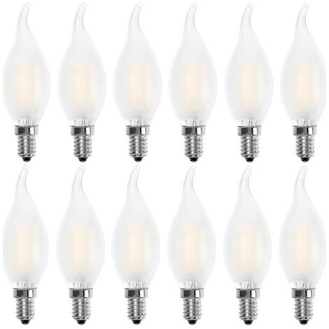 Ampoule LED E14 Flamme,Forme de Bougie,Blanc Chaud 2700K,4W Equivalence Incandescence 40W,400lm, Lot de 12