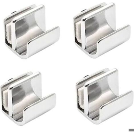 Ensemble de 4 poignées pour portes en verre, en alliage de zinc, sans perçage, pour vitrines, armoires, tiroirs de 3 à 5 mm d' (1/4)