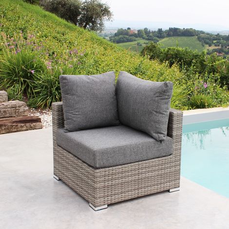 CAMBRIA - poltrona angolare per salotto modulare da esterno in alluminio e wicker (1/4)