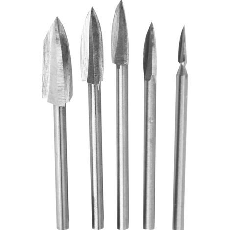JSSEVN - Wood Carving Kit: 5 Precision HSS High-Speed Steel Router Bits for Engraving and Cutting – Professional DIY Tool (1/5)