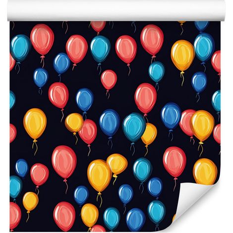 Papier peint Ballons d'anniversaire noir et bleu marine pour salon et chambre 50x1000 cm (1/5)