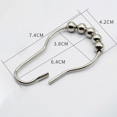 24 anelli per tenda da doccia in acciaio inossidabile, ganci per tenda da doccia con sistema scorrevole, sfere metalliche per aste e tende da doccia (argento) (1/4)