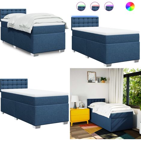 Boxspringbett mit Matratze Blau 80x200 cm Stoff - Boxspringbett - Doppelbett - Liegefläche 80x200 Cm - Bettenrahmen Blau - Matratze Weiß Und Blau - Home & Living (1/5)