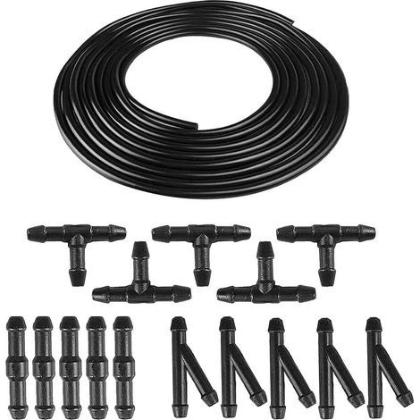 Kit de Tuyau de Liquide de Buse de Lave-Glace Universel avec Connecteurs de Tuyau pour la Plupart des Lave-Auto (6M + Connecteurs 15 PièCes) (1/2)