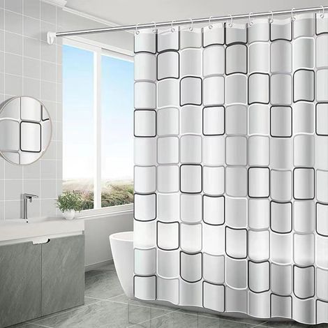 Rideau de Douche Anti Moisissure, Rideaux de Douche Séchage Rapide, Rideau de Douche Imperméable, Lavable Rideaux de Bain avec 12 Crochets, pour Baignoire, Salle de Bain, 180 X 200 cm (1/5)