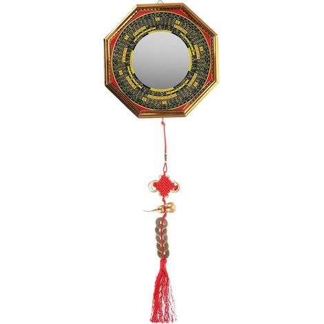Miroir Bagua Yin Yang en Laiton et Aluminium Style Antique, Décor Convexe Feng Shui pour Maison, Protection Les Esprits Malins et Énergie Négative (1/5)