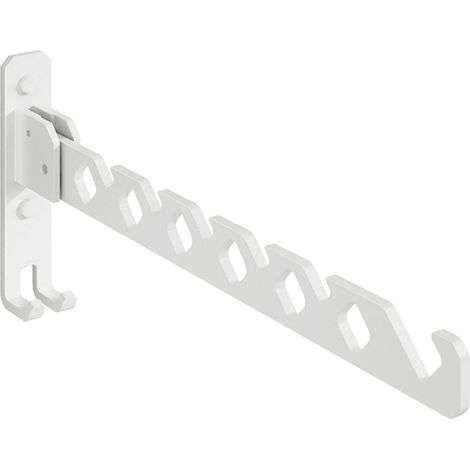 Cintre mural pliable blanc en aluminium - Crochet vêtement mural escamotable pour balcon,salle de bain,couloir - Gain de place,design pratique (1/5)