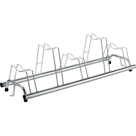 ANDRYS - Rastrelliera  Porta Biciclette a Terra da Esterni e Interni 5 posti,  Posteggio Alto e Basso, anche per Bici con Freno a Disco, con Tappi in Pvc Neri, in Acciaio Zincato a Freddo, Colore Trop