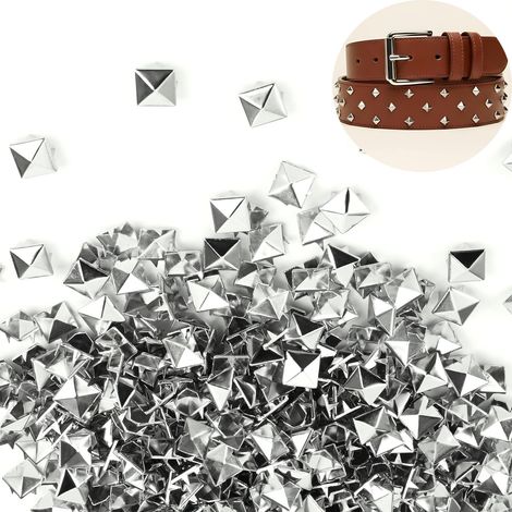 Spikes Studs,500 Pièces Rivets Carrés,Clou,Rivet Cuir,Punk,Belt Rivets,Metal Rivets For Leather,Clou De Métal En Acier Inoxydable,pour Bricolage Sacs Vêtements Bracelet En Cuir Artisanat Collier. (1/5)