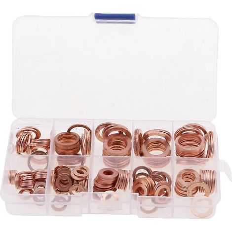 Assortiment de 200 rondelles d'étanchéité en cuivre avec boîte (1/5)