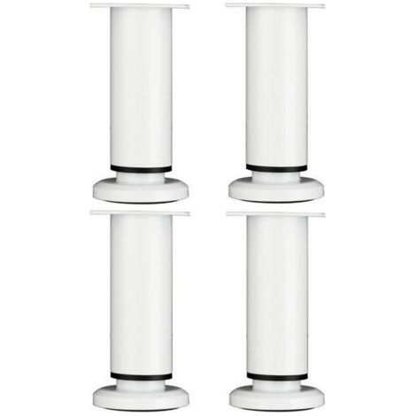 4 Stück Verstellbare Möbelfüße 18cm Weiß Metall Runde Tischbeine für Sofa Schrank Bett mit Schrauben (1/5)